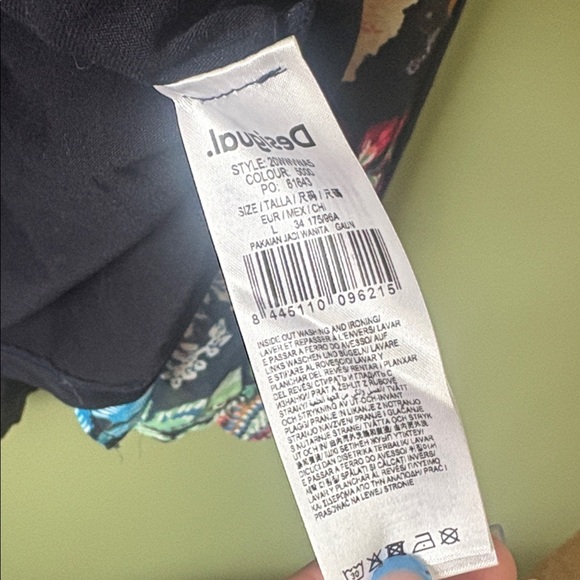 Desigual Siena Navy Long Sleeved Shift Dress Florals Knee Length Sz L - Picture 8 of 10